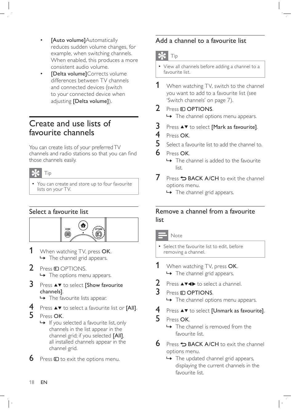 Create and use lists of favourite channels | Philips 42PFL7409D/30 User Manual | Page 20 / 38