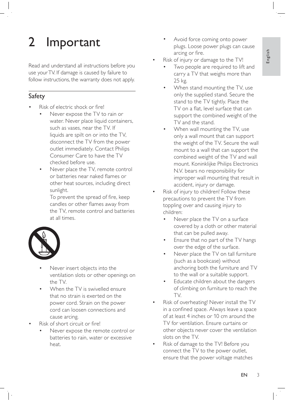 2 important | Philips 42PFL7409D/30 User Manual | Page 5 / 38