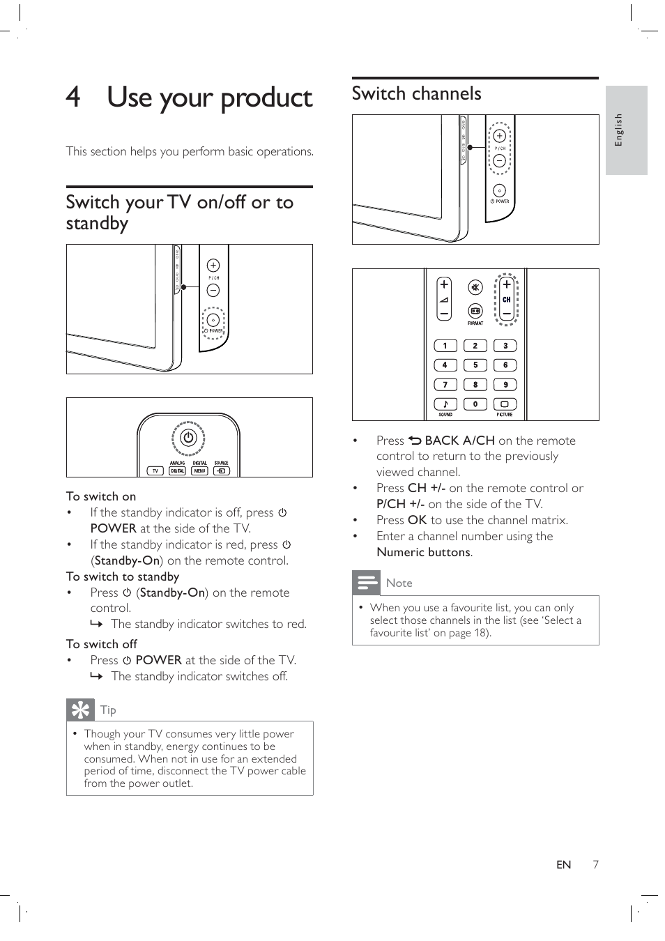4 use your product | Philips 42PFL7409D/30 User Manual | Page 9 / 38