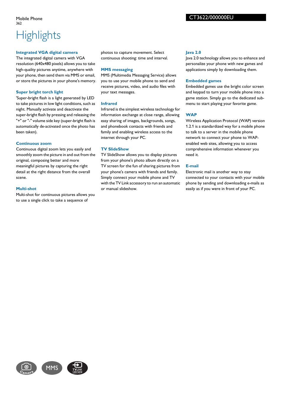 Highlights | Philips CT3622 User Manual | Page 2 / 3