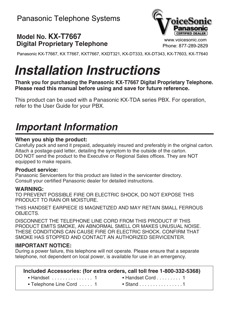 Philips VOICESONIC KX-T7667 User Manual | 8 pages