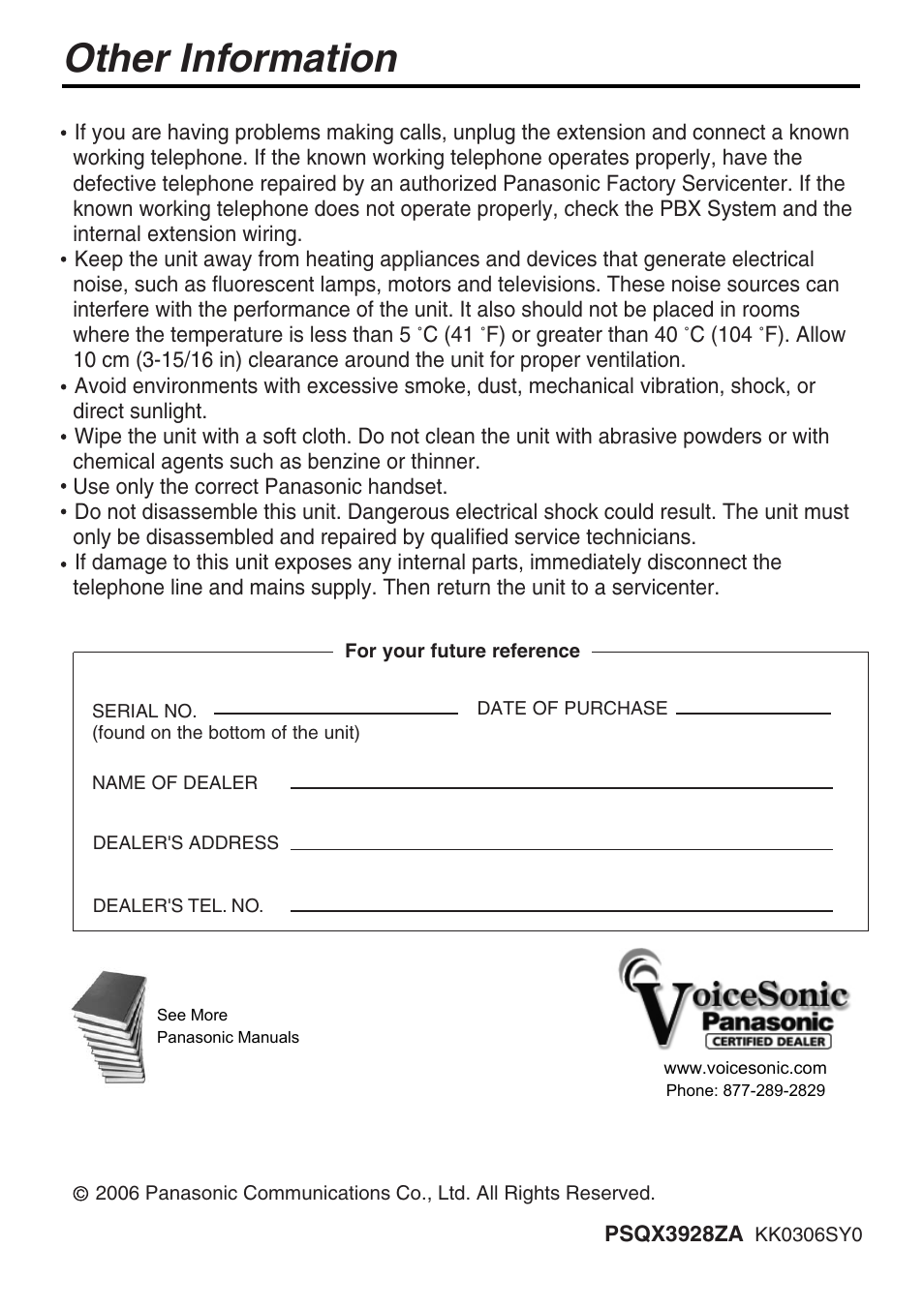 Other information | Philips VOICESONIC KX-T7667 User Manual | Page 8 / 8