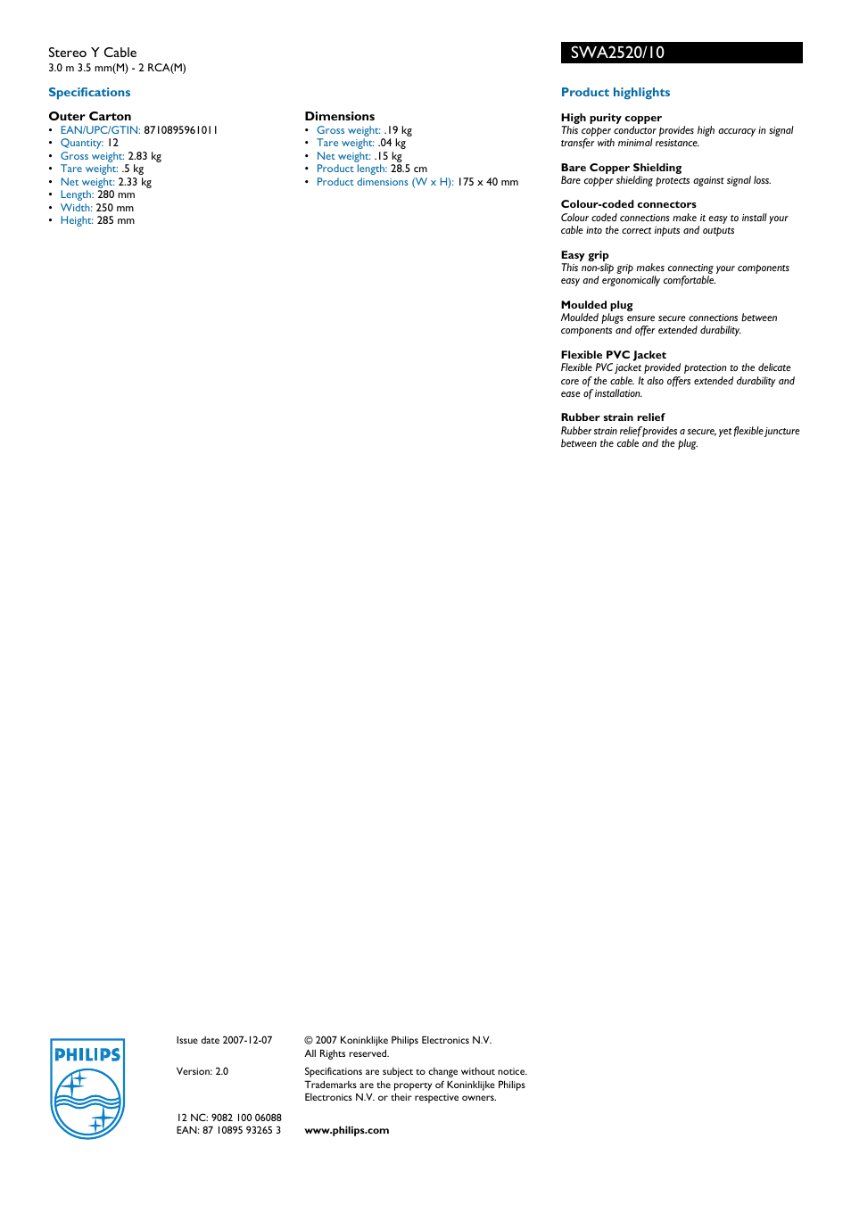 Philips SWA2520 User Manual | Page 2 / 2