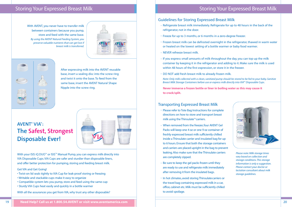 The safest, strongest disposable ever, Storing your expressed breast milk, Avent | Philips SCF294/02 User Manual | Page 11 / 34