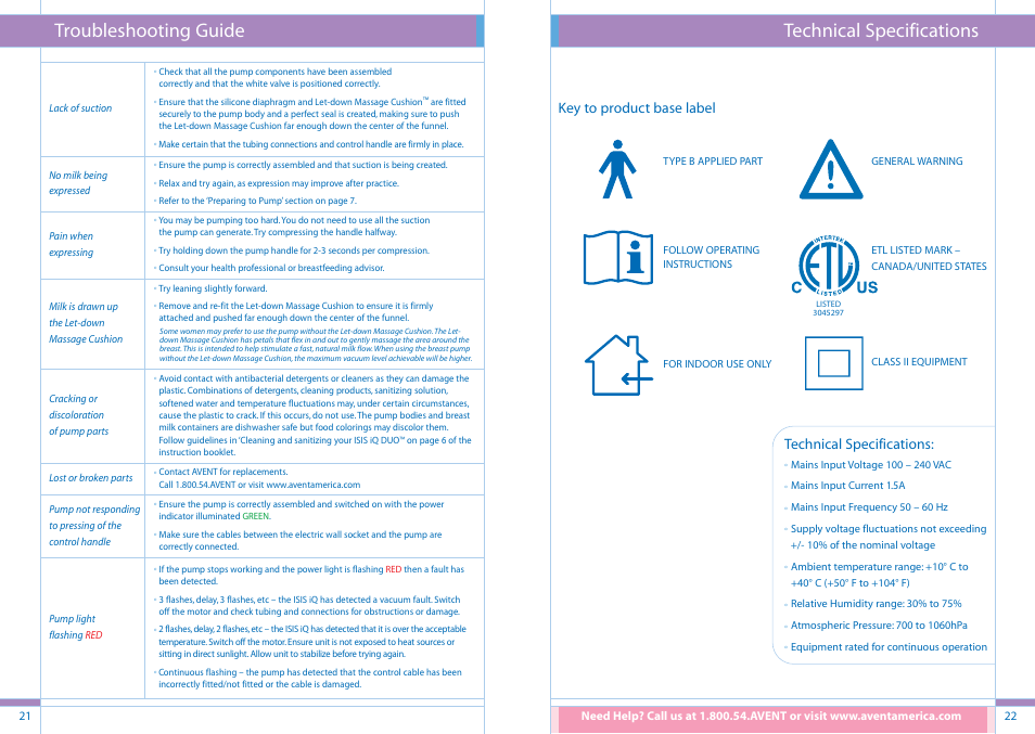 Technical specifications troubleshooting guide, Key to product base label, Technical specifications | Philips SCF294/02 User Manual | Page 12 / 34