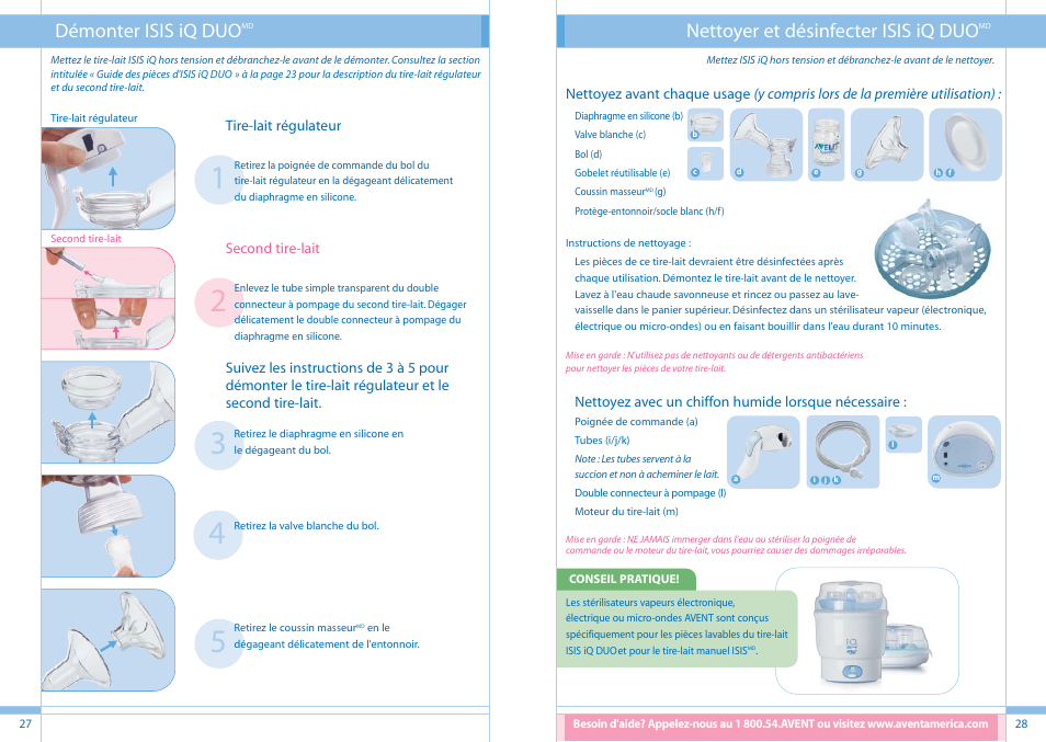 Démonter isis iq duo, Nettoyer et désinfecter isis iq duo | Philips SCF294/02 User Manual | Page 15 / 34