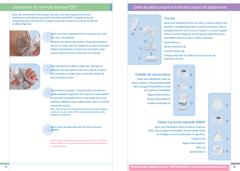 Utilisation du tire-lait manuel isis | Philips SCF294/02 User Manual | Page 21 / 34