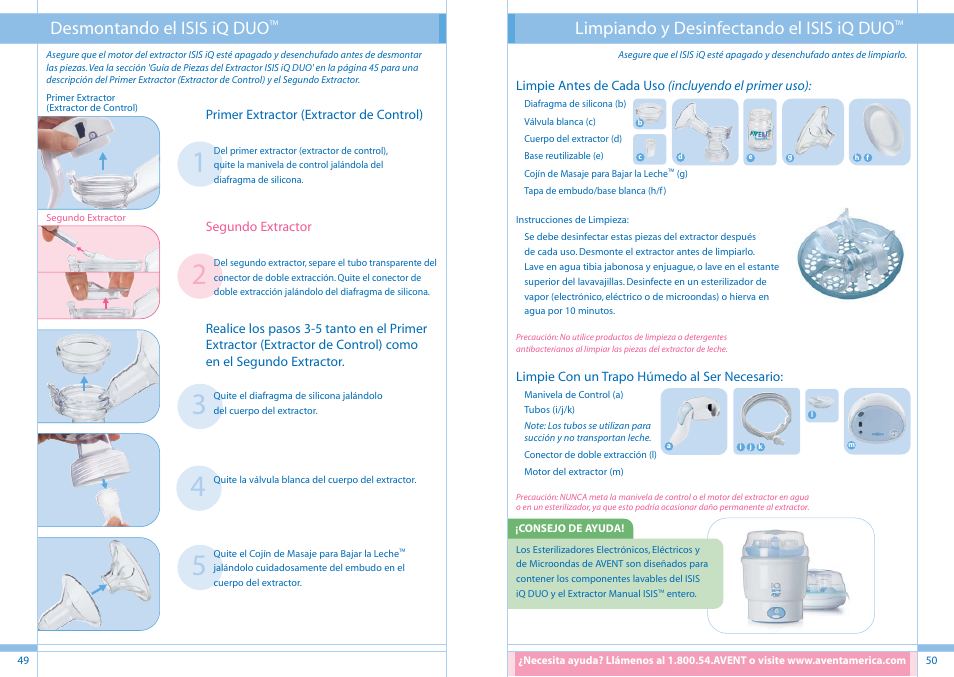 Desmontando el isis iq duo, Limpiando y desinfectando el isis iq duo | Philips SCF294/02 User Manual | Page 26 / 34