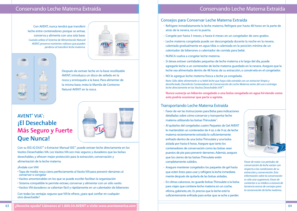 El desechable más seguro y fuerte que nunca, Conservando leche materna extraída, Avent | Philips SCF294/02 User Manual | Page 33 / 34