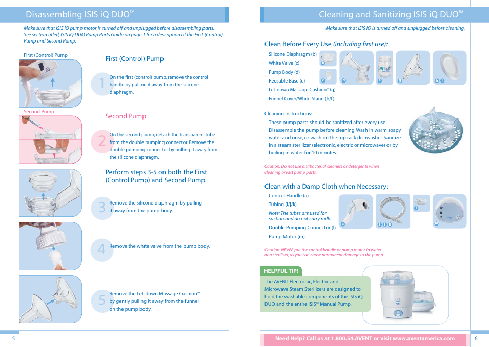Disassembling isis iq duo, Cleaning and sanitizing isis iq duo | Philips SCF294/02 User Manual | Page 4 / 34