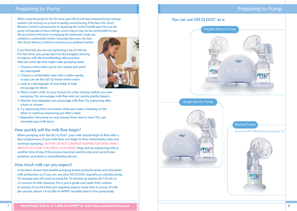 Preparing to pump | Philips SCF294/02 User Manual | Page 5 / 34