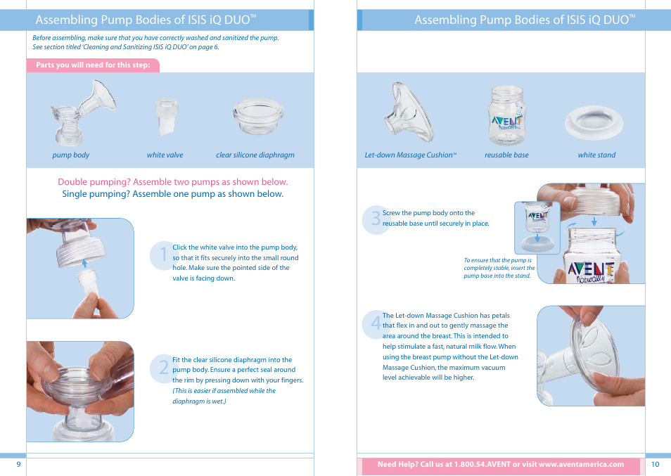 Assembling pump bodies of isis iq duo | Philips SCF294/02 User Manual | Page 6 / 34