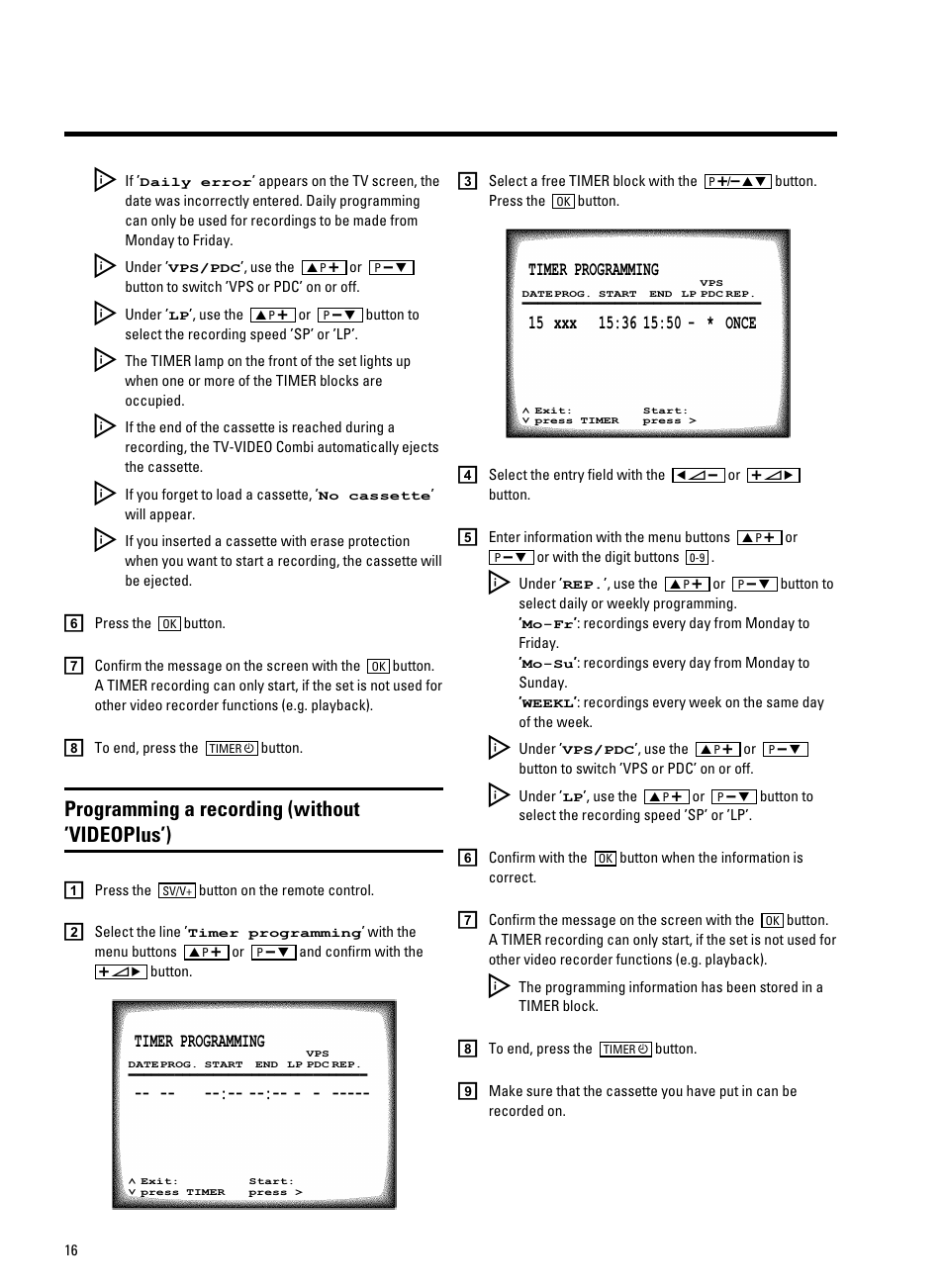 Programming a recording (without ’videoplus’) | Philips 14PV325/05S User Manual | Page 18 / 24