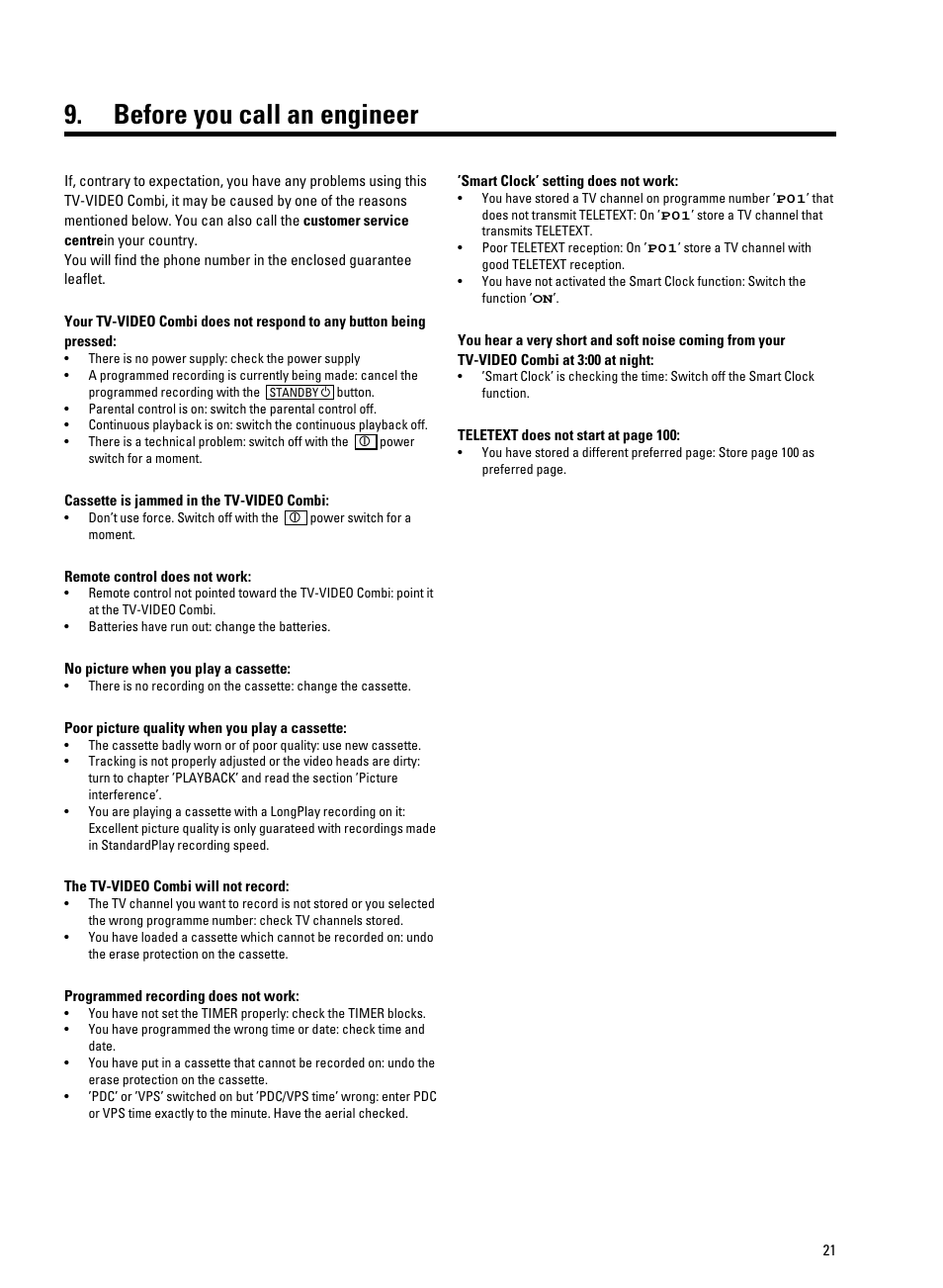 Before you call an engineer | Philips 14PV325/05S User Manual | Page 23 / 24