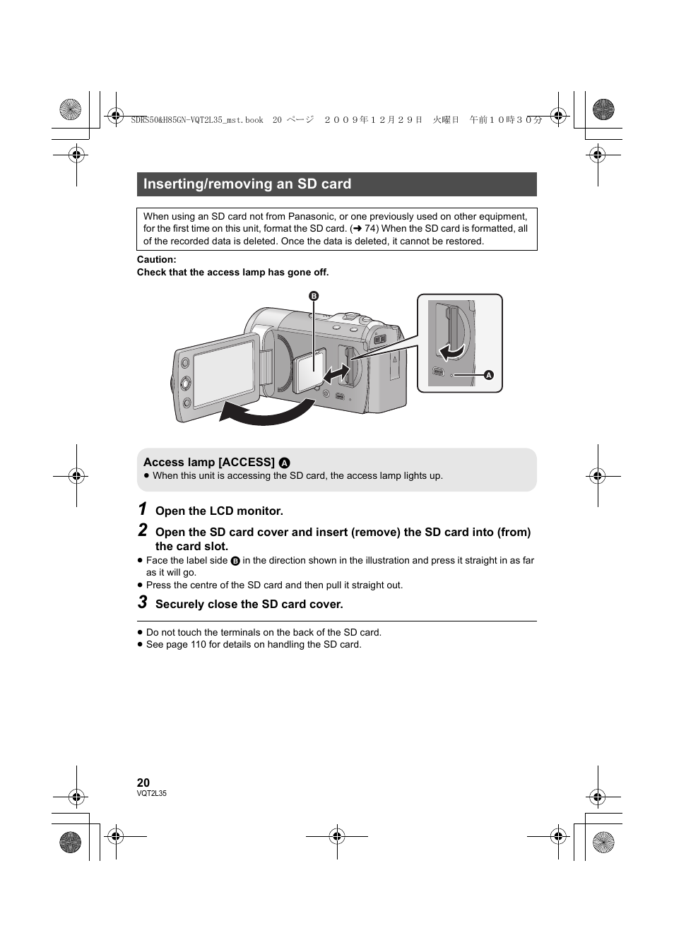 Inserting/removing an sd card | Philips SDR-S50 User Manual | Page 20 / 116