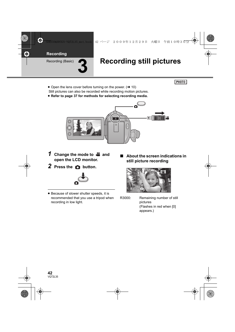 Recording still pictures | Philips SDR-S50 User Manual | Page 42 / 116