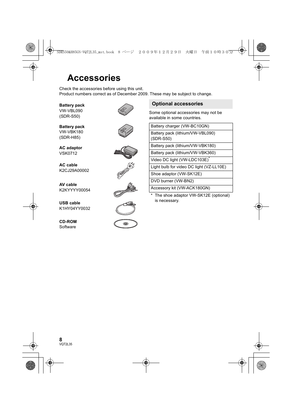 Accessories | Philips SDR-S50 User Manual | Page 8 / 116