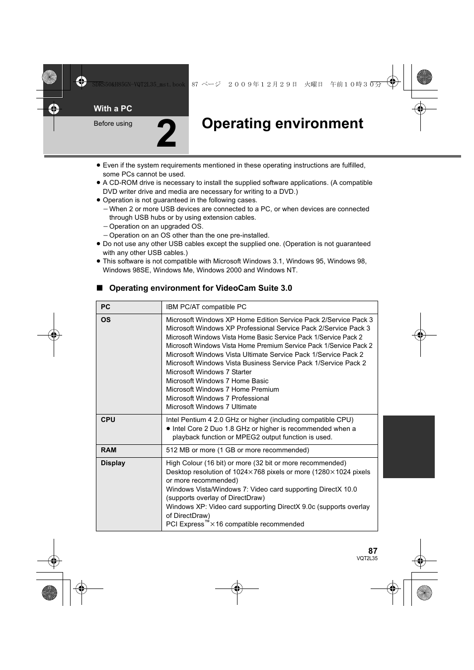 Operating environment | Philips SDR-S50 User Manual | Page 87 / 116