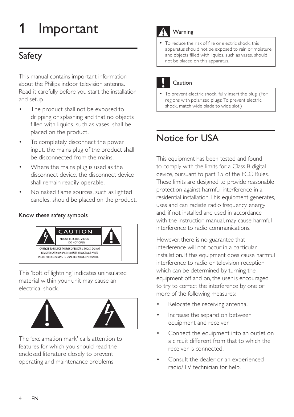 1 important, Safety, Notice for usa | Philips SDV5122T/27 User Manual | Page 4 / 12