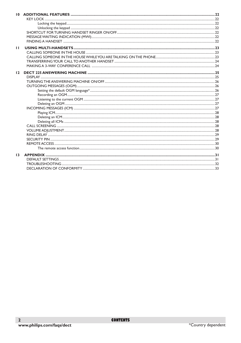 Philips DECT 221 User Manual | Page 3 / 35