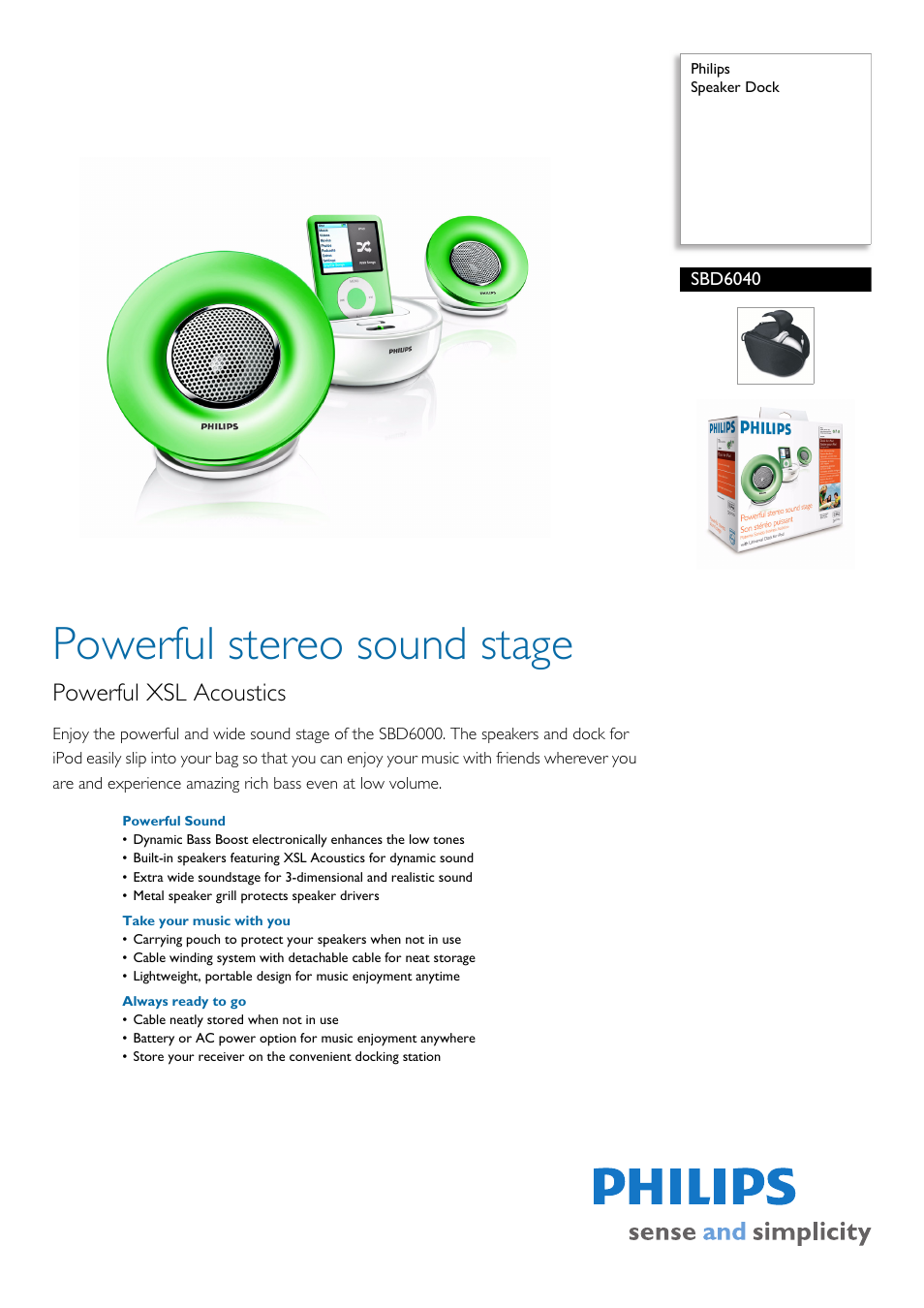 Philips SBD6040 User Manual | 2 pages