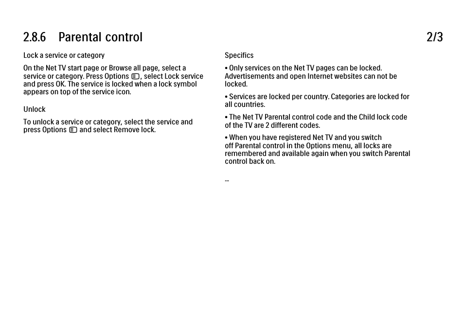 6 parental control 2/3 | Philips 32PFL9604H User Manual | Page 111 / 263