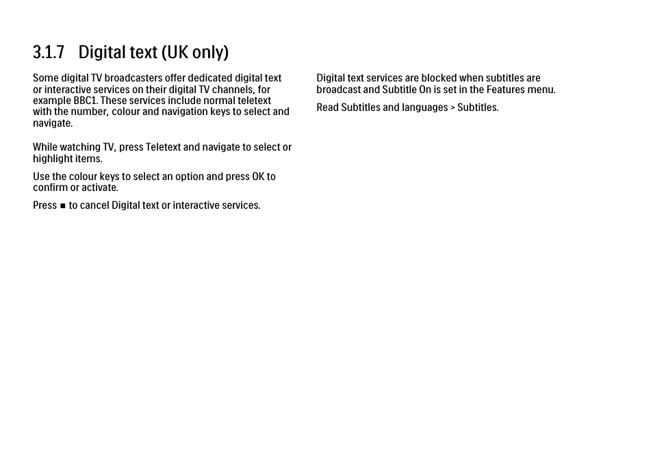 7 digital text, 7 digital text (uk only) | Philips 32PFL9604H User Manual | Page 121 / 263