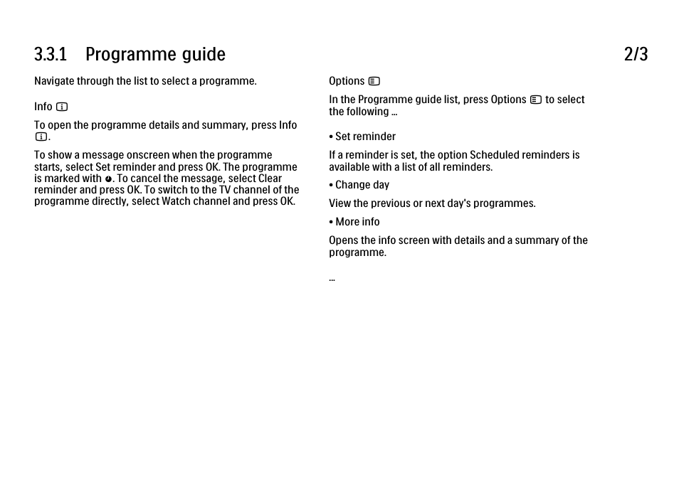 1 programme guide 2/3 | Philips 32PFL9604H User Manual | Page 125 / 263