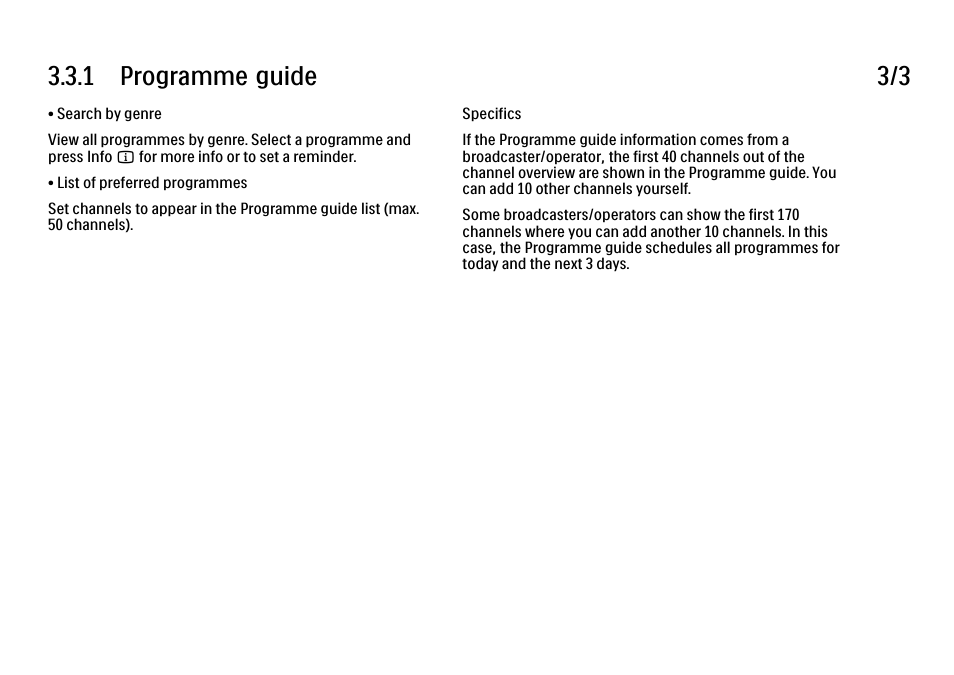 1 programme guide 3/3 | Philips 32PFL9604H User Manual | Page 126 / 263