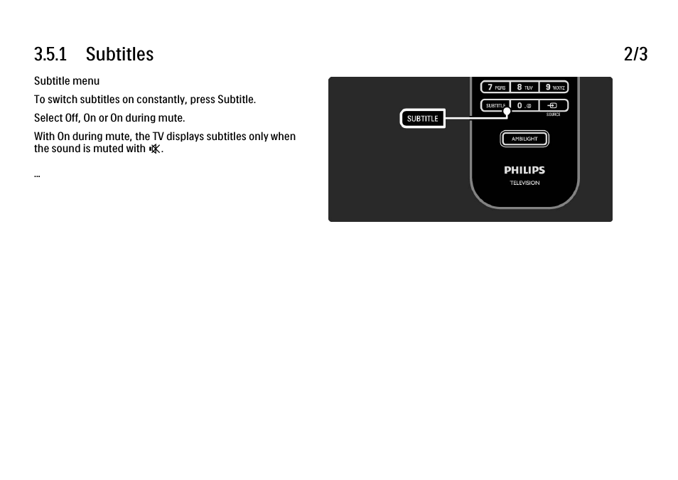 1 subtitles 2/3 | Philips 32PFL9604H User Manual | Page 133 / 263