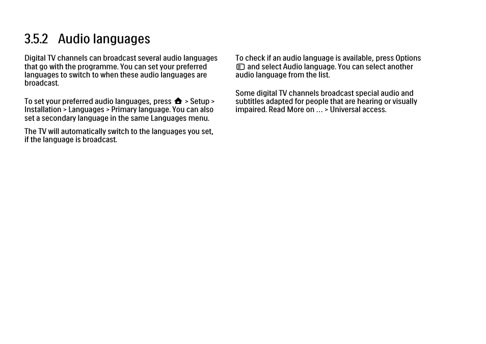 2 audio languages | Philips 32PFL9604H User Manual | Page 135 / 263