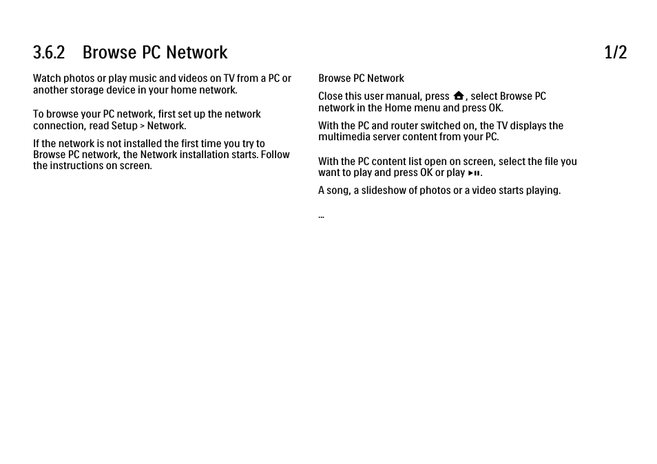 2 browse pc network, 2 browse pc network 1/2 | Philips 32PFL9604H User Manual | Page 138 / 263