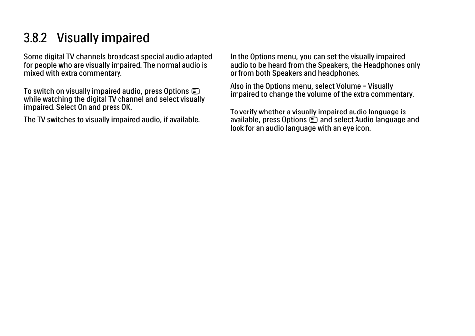 2 visually impaired | Philips 32PFL9604H User Manual | Page 144 / 263