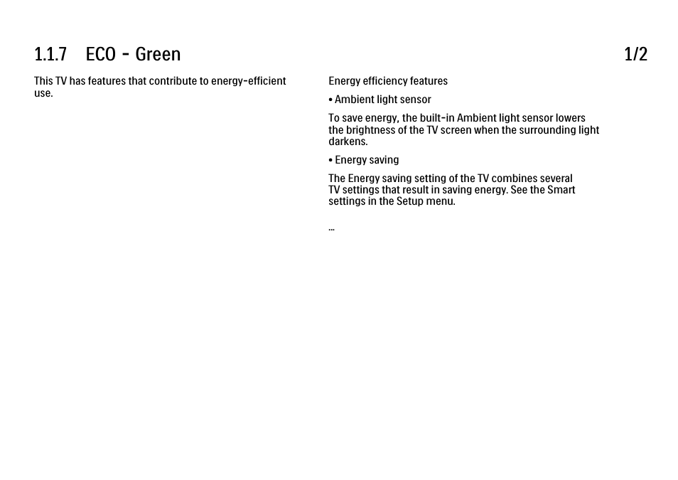 7 eco - green, 7 eco - green 1/2 | Philips 32PFL9604H User Manual | Page 17 / 263