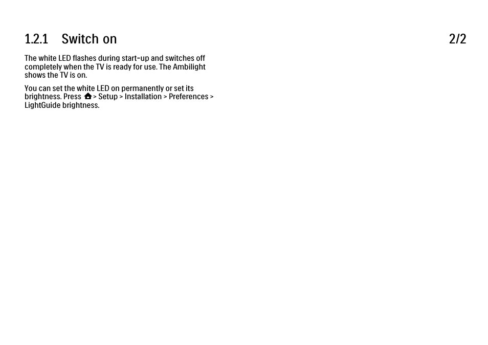 1 switch on 2/2 | Philips 32PFL9604H User Manual | Page 20 / 263