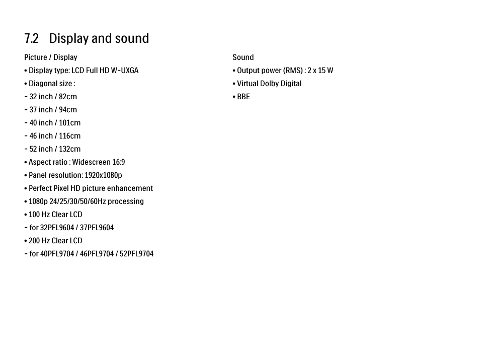 2 display and sound | Philips 32PFL9604H User Manual | Page 251 / 263