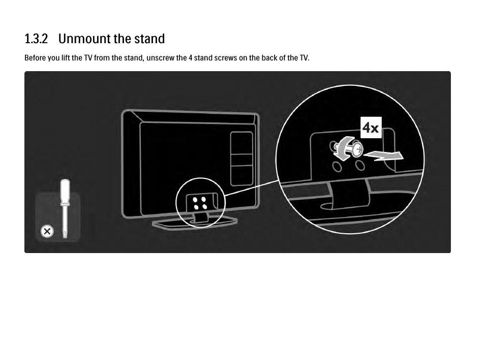 2 unmount the stand | Philips 32PFL9604H User Manual | Page 27 / 263