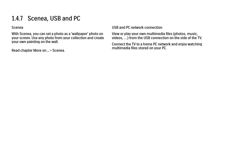 7 scenea, usb and pc | Philips 32PFL9604H User Manual | Page 34 / 263