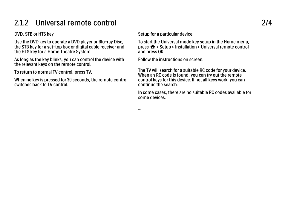 2 universal remote control 2/4 | Philips 32PFL9604H User Manual | Page 45 / 263