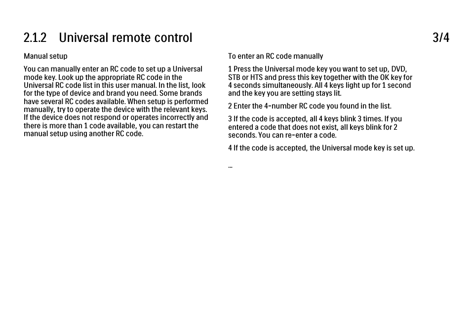 2 universal remote control 3/4 | Philips 32PFL9604H User Manual | Page 46 / 263