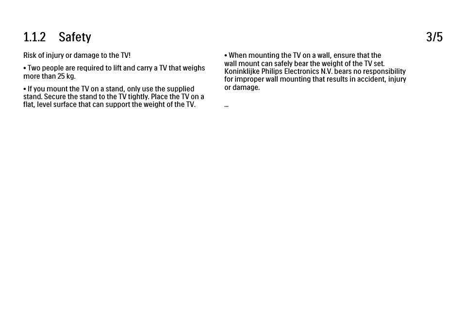 2 safety 3/5 | Philips 32PFL9604H User Manual | Page 7 / 263