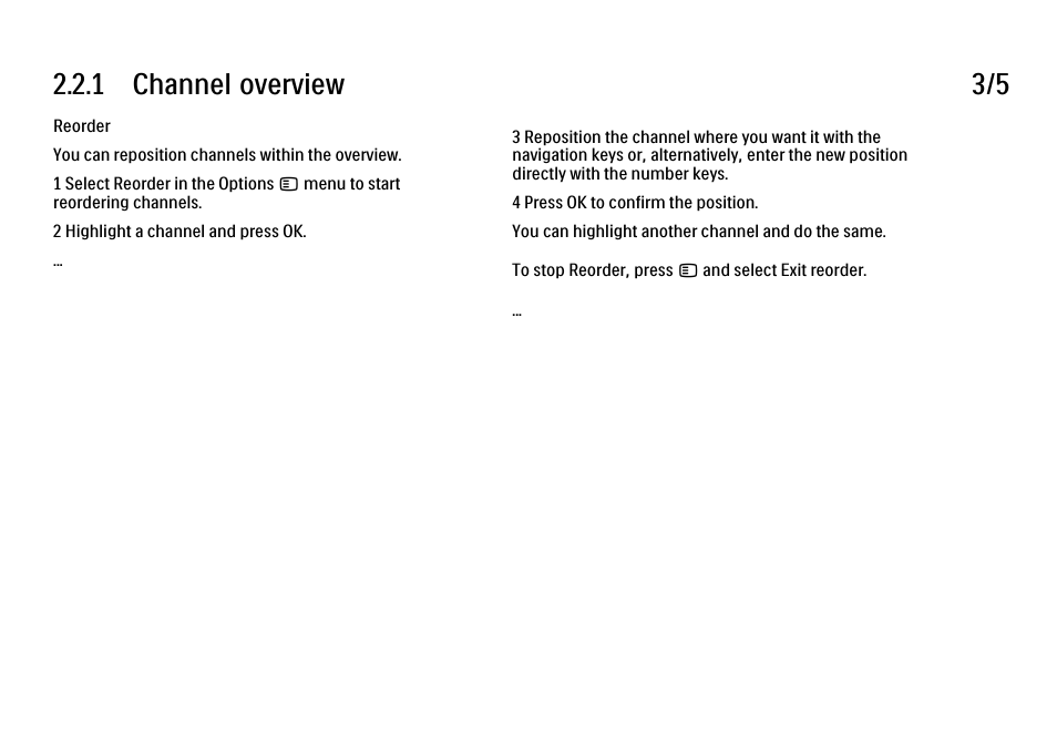 1 channel overview 3/5 | Philips 32PFL9604H User Manual | Page 77 / 263