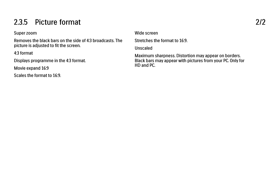 5 picture format 2/2 | Philips 32PFL9604H User Manual | Page 91 / 263