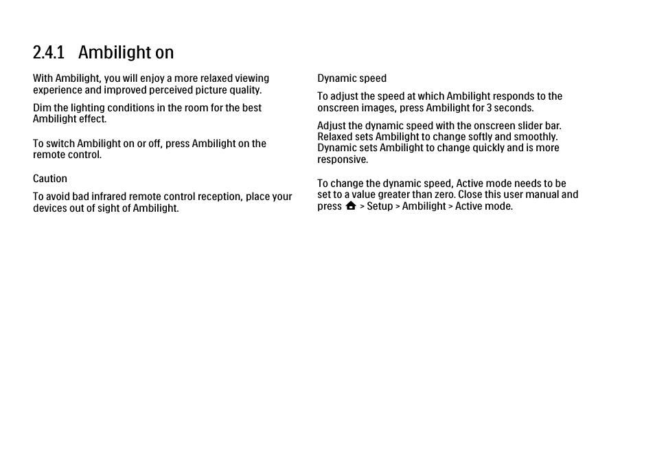 4 use ambilight, 1 ambilight on | Philips 32PFL9604H User Manual | Page 92 / 263