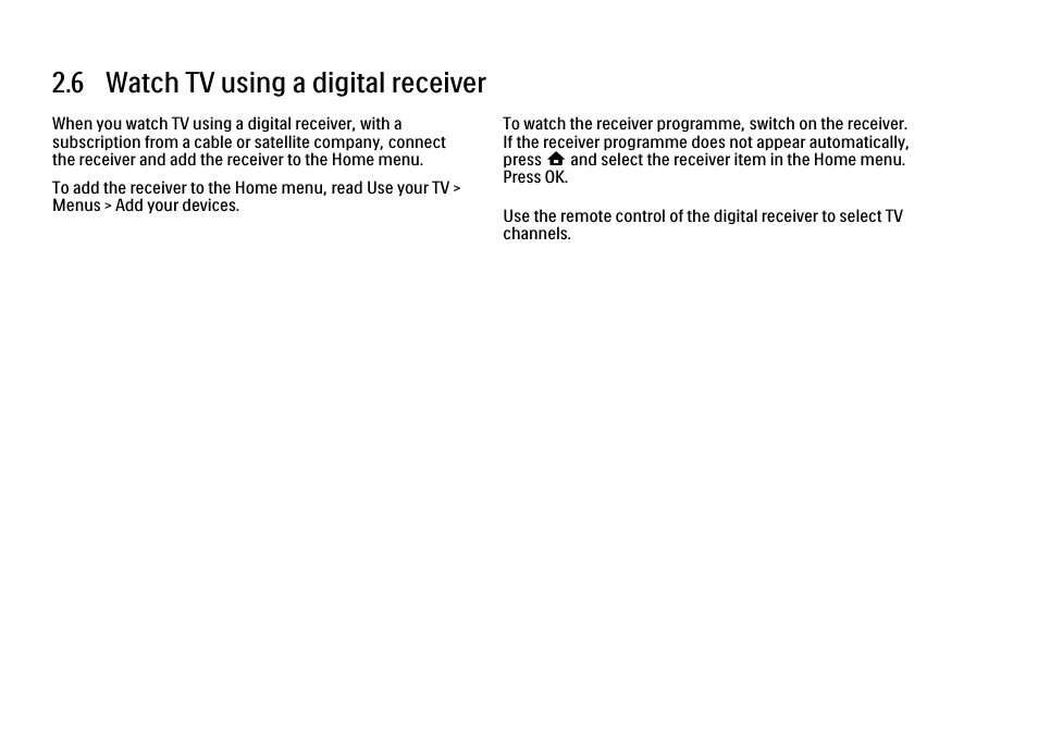 6 watch tv using a digital receiver | Philips 32PFL9604H User Manual | Page 96 / 263