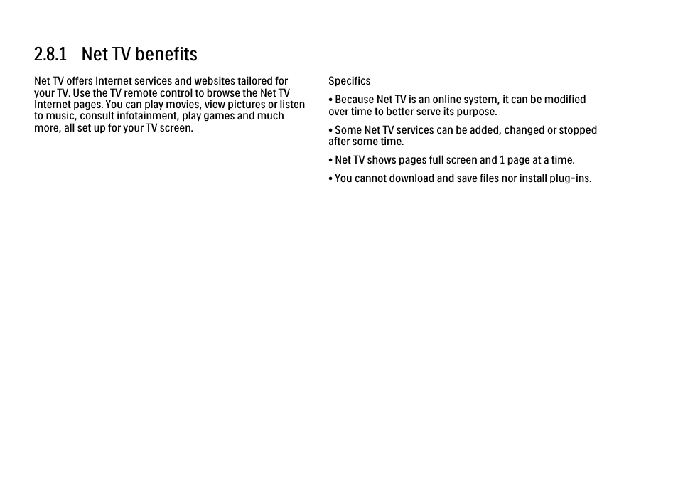 8 net tv, 1 benefits, 1 net tv benefits | Philips 32PFL9604H User Manual | Page 98 / 263