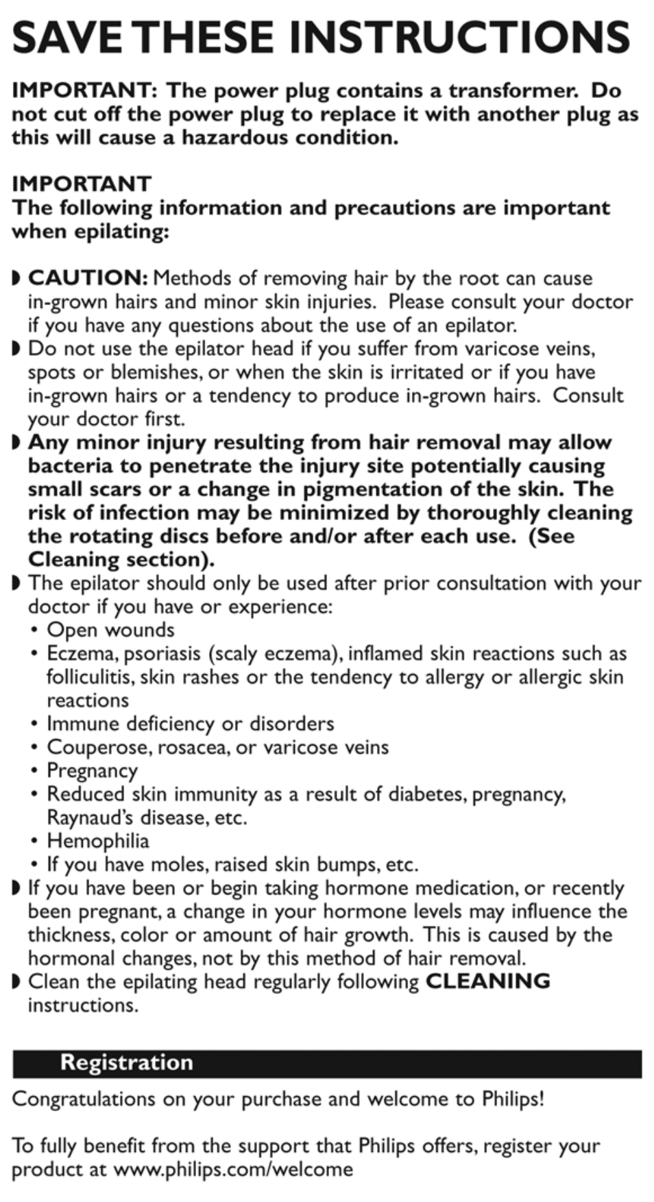 Save these instructions | Philips HP6380/00 User Manual | Page 3 / 11