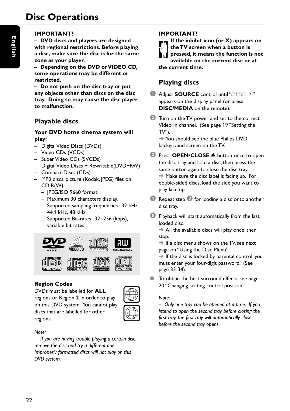 Disc operations | Philips MX5700D User Manual | Page 22 / 45