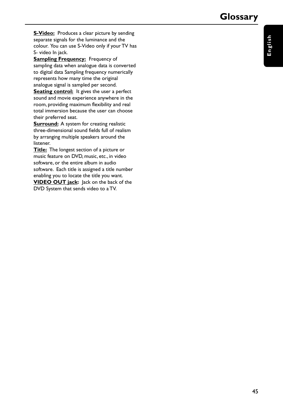 Glossary | Philips MX5700D User Manual | Page 45 / 45