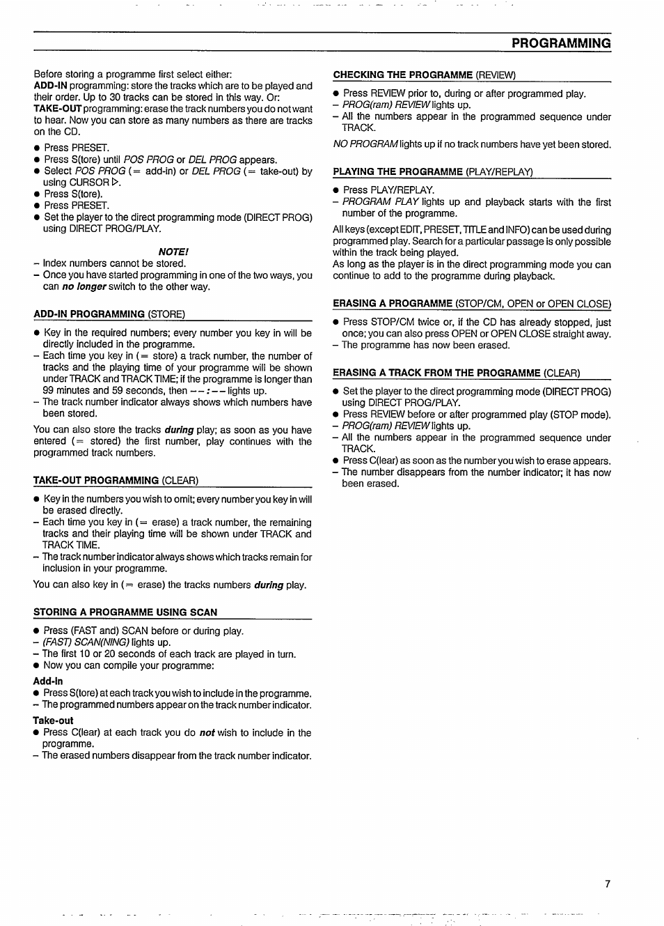 Programming | Philips CD 850 User Manual | Page 7 / 12